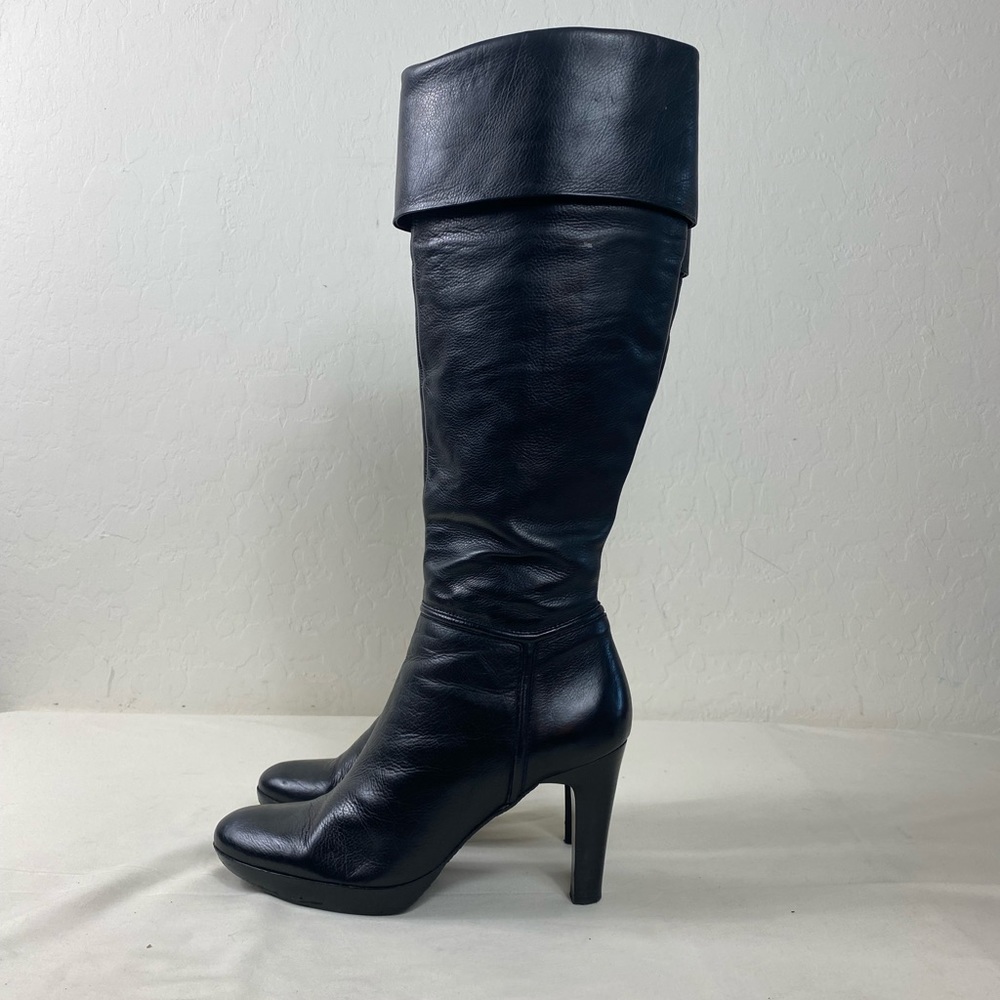 Enzo Angiolini 8.5M Truthful tall black leather heeled boots